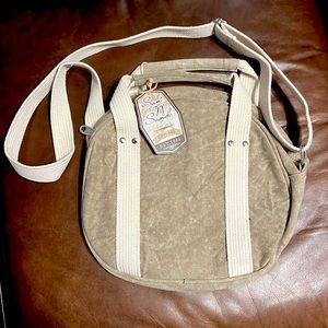 Sun N Sand Round Crossbody | Beige Beach Canvas Adjustable Tote | NWT